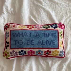 Floral Embroidered Pillow - Multicolor